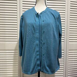 Coldwater Creek Sweater & Camisole Twinset Women’s 1X (18) Blue Silk Cotton Blen